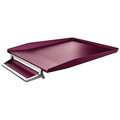 Leitz Corbeille à Courrier A4 avec Porte-Stylo, Cadre en Métal Argenté, Rouge Grenat, Style, 52560028