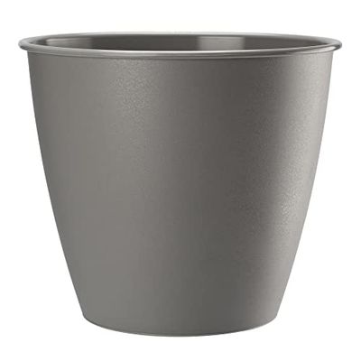 Verdenia Azalia blomkruka lätt blomkruka balkongblomkruka dekorativ kruka för växter för inomhus- och utomhusbruk plastkruka rund många färger 15 cm 20550 grå