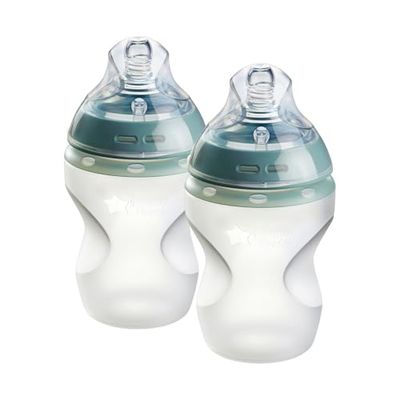 Tommee Tippee Biberons, biberon anti-colique en silicone Natural Start avec tétine qui imite la forme du sein maternel, 260ml, dès la naissance, auto-stérilisant, lot de 2