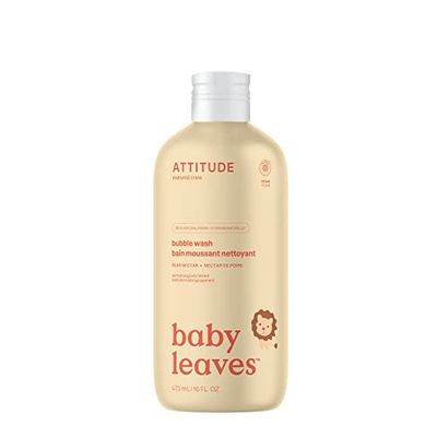 ATTITUDE Bubble Bath and Body Wash for Baby, EWG Verified, Dermatologically Tested, Plant- and Mineral-Based Ingredients, Vegan, Pear Nectar, 473 mL