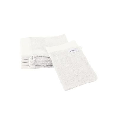 TOM TAILOR Waschhandschuh, Color Bath Towel Crisp White, 6er Set, 16x21 cm, 100% Baumwolle/Frottier, mit Aufhänger und Label mit Logo