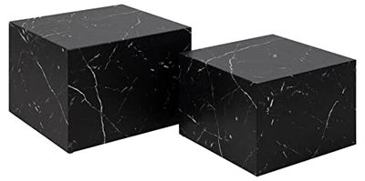 AC Design Furniture Dicte - Set di 2 tavolini quadrati, colore nero con effetto marmo, elegante tavolino per soggiorno, 58 x 40 x 58 x 50 x 33 x 50 cm (larghezza x altezza x profondità)
