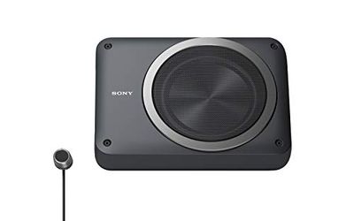 Sony XS-AW8 | Subwoofer Compacto de Potencia Activa | 160 W de Potencia de Salida máxima | Elegante Carcasa de Aluminio de 8" | woofer Activo con Mando a Distancia, Color Negro