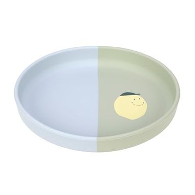 LÄSSIG Baby silicone Assiette enfant/Silicone Plate Happy Fruits Lemon