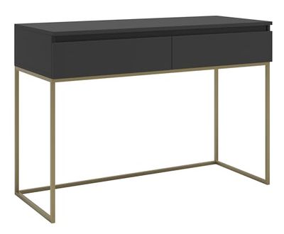 Selsey Bureau D'Ordinateur avec 2 Tiroirs 120 x 50 x 80 cm sur Pieds Dorés Cadre en Métal pour Bureau Salon Noir Bemmi