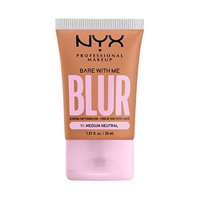NYX Professional Makeup Fondotinta Effetto Blur, Con Coprenza Media, Finish Matte, Con Niacinamide, Matcha e Glicerina, Fino a 12 Ore d'Idratazione, Bare With Me Blur, Tonalità: Med Neutral, 30 ml