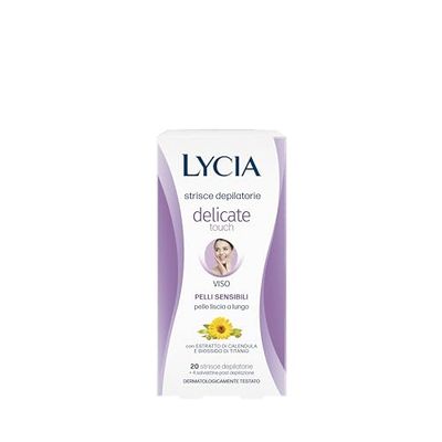 Lycia - Strisce Depilatorie Viso, Delicate Touch, Con Biossido di titanio ed estratto di calendula, Senza Profumo, Coloranti e Conservanti, 20 Strisce