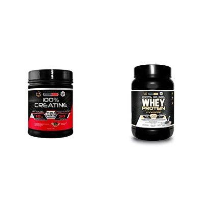 Healthy Fusion Creatine Monohydrate|Créatine pure microfiltrée avec vitamine B6|Favorise la croissance musculaire+Healthy Fusion Whey Protein | Protéine de petit-lait pure avec collagène + magnésium