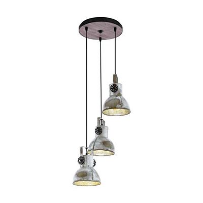 Eglo Candeeiro suspenso com 3 focos vintage de design industrial, aço com aspeto envelhecido, cor castanho pátina preto, casquilho E27