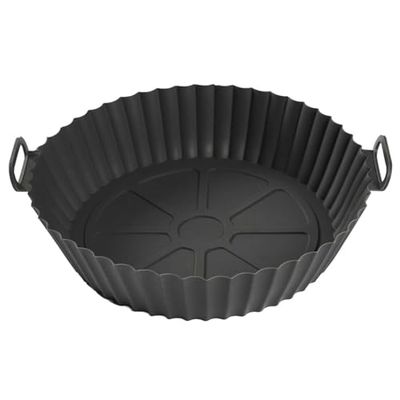 COOK CONCEPT, KC0008, Stampo Rotondo in Silicone Antiaderente per Friggitrice ad Aria, Ideale per Cucinare Sano e Facile, Misura 20 cm, Colore Grigio