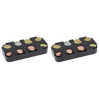 SUMEX Porta Monete Euro da Borsetta, Portamonete Porta Monete Gestore Cambio Dispenser per Auto, Taxi, 8 Scomparti da 2 Euro a 1 Centesimo (Confezione da 2)