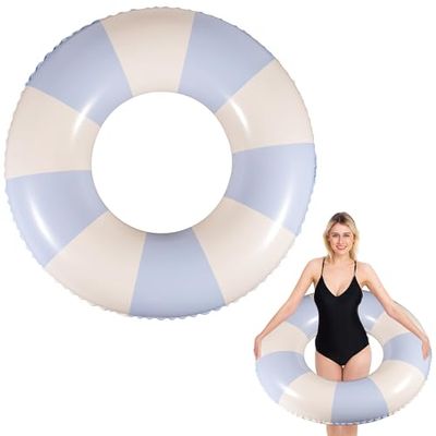 Anello di Nuoto Gonfiabile Salvagente Adulto Vintage a Righe Ciambella Salvagente Gonfiabile per Adulti e Bambini Anelli da Nuoto per Festa in Piscina Estiva Diametro Gonfiato 75 cm