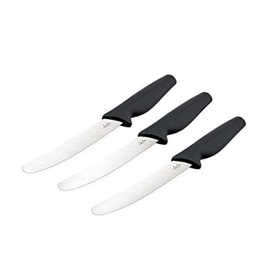 JATA Hogar HACC4508 - Set di 3 coltelli da Cucina Essential, Pomodoro, Pane e tavolino, in Acciaio Inox, Manico ergonomico, Lavabile in lavastoviglie