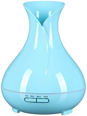 SIXTOL Vulcan Aroma Diffuser lichtblauw hout 350 ml | ultrasone luchtbevochtiger | voor luchtbevochtiging en geur van thuis, slaapkamer, kantoor | aromatherapie | voor etherische oliën