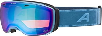 ALPINA Estetica Q-LITE - Lunettes de ski OTG à effet miroir - Renforcement du contraste - Avec protection UV 100% - Pour adultes - Bleu fumé mat - Taille unique
