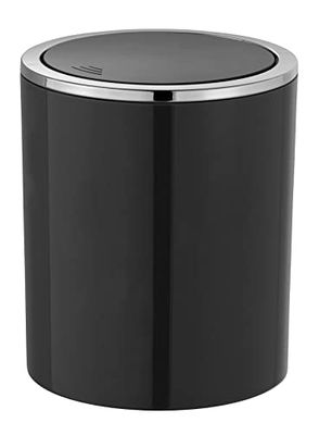 WENKO Cubo com tampa basculante Inca preto 2 ltr. - Recipiente de lixo com tampa oscilante Capacidade: 2 l, plástico (ABS), 14 x 16,8 x 14 cm, preto