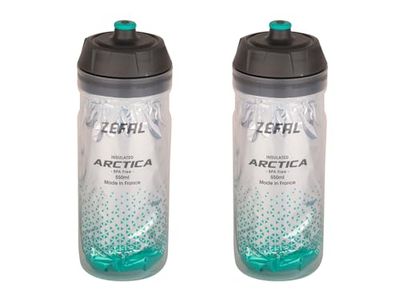 ZEFAL Arctica 55 Pack - Set med två cykelbehållare 550 ml - isolerad cykelflaska - luktfri och vattentät - BPA-fri sportbehållare - silver/karibisk grön