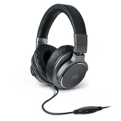 TV-hörlurar, universell telefonkontroll, stereo, justerbar, mus - (M-275 CTV) volymkontroll på TV-kabel, 6 m kabel, svart