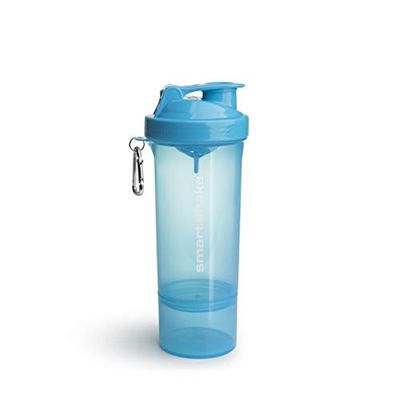 SMARTSHAKE Slim, shaker voor eten en dranken, voeding, uniseks, volwassenen, neonblauw, eenheidsmaat