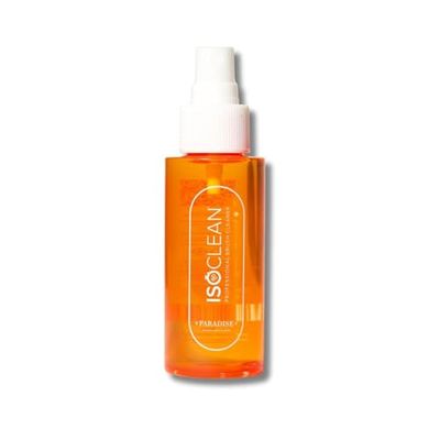 ISOCLEAN Makeup Brush Cleaner with Spray Top - Paradise Fragrance - Liquid Makeup Cleaner Solution for Makeup Tools - Cleans Bristles - No Rinse Formula dries in 60 Seconds - Vegan, Cruelty-free, 80ml