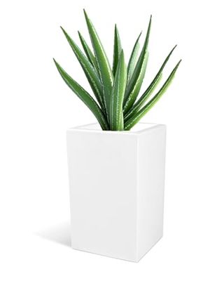 Kloris Jardinera Rectangular Alta Moderna Mod. Oasis, 30 x 30 x 50 cm, Blanco Polietileno, Fabricado en Italia