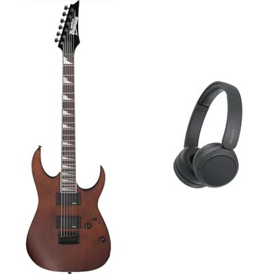 Ibanez GRG121DX GIO Range - Electric Guitar - Walnut Flat & Sony WH-CH520 Wireless Bluetooth Headphones - up to 50 Hours Battery Life with Quick Charge, On-ear style - Black