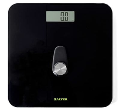 Salter 9224 BK3R Eco-Power Pèse Personne Numérique, Balance Personnelle Électronique Sans Piles, Étape Sur pour Activer, Plateforme en Verre Trempé, Écran Facile à Lire, Capacité Max 180KG, Noir