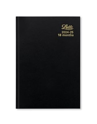 Letts of London Agenda accademica 2024/2025, formato A5, visualizzazione settimanale, 18 mesi, colore: nero