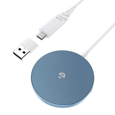 Cargador de inducción rápido Compatible con MagSafe, 15 W magnético inalámbrico Cargador para iPhone 15/14/13/12 Series y AirPods, Color Azul