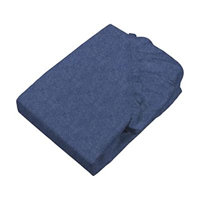 SETEX Feinbiber Dra-på-lakan Melange, 90 x 200 cm, ca 90% bomull/ca 10% polyester, marinblå, 1110 090200 407 306 (SE0)