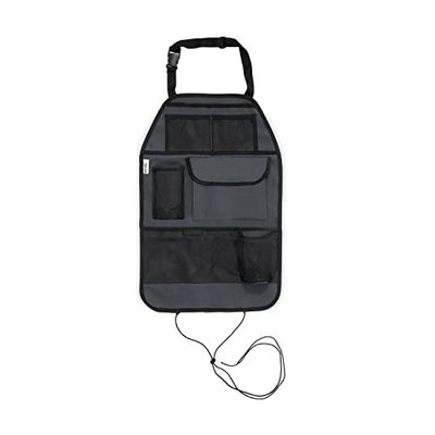 hauck Cover Me Deluxe Protetor de assento de carro, vários compartimentos, organizador de assento de carro para crianças, bolsos, 38 x 58 cm, impermeável, cinzento