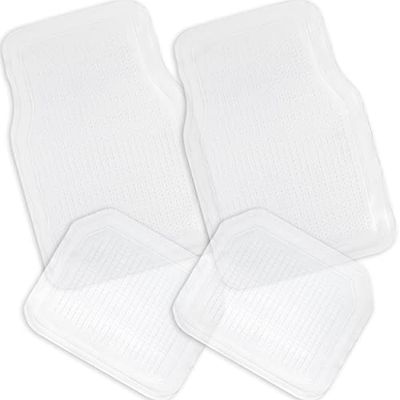 Zone Tech All Weather Full Rubber Clear Car Interior Floor Mats 4-Piece Set Clear Heavy Duty Car Interior Floor Mats