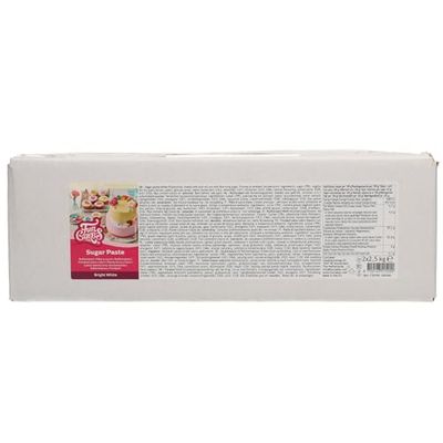 FunCakes Pasta di Zucchero Bright White: facile da usare, liscia, flessibile, morbida e pieghevole, perfetta per decorare torte, halal, kosher e senza glutine. 5 kg (2x2,5 kg) - 5000 g