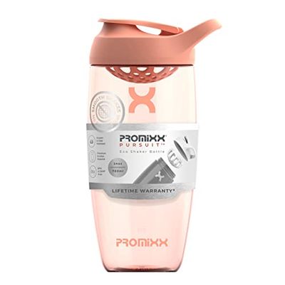 Promixx Pursuit Protein Shaker Bottle - Premium Shaker for Protein Shakes - Lifetime Durability, Leakproof, Odourless - 700ml / 24oz (Coral)