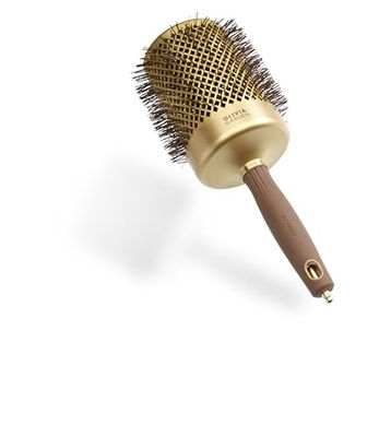 Olivia Garden Expert Blowout Shine – Dorato & Marrone - 80 - Spazzola rotonda in ceramica antistatica per piega brillante e senza crespo
