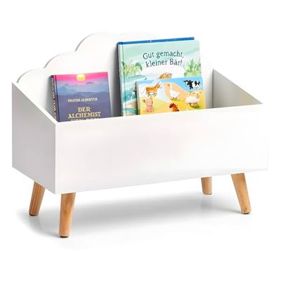 Avilia Coffre de rangement pour enfants en bois style nuage | 58 x 45 x 28 cm – Grand panier et gain de place | Créatif et décoratif pour chambre, idéal pour jeux, boîtes et paniers amusants