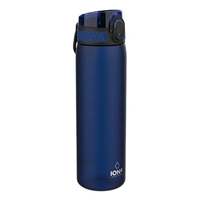 ION8 Waterfles, 500 ml/18 oz, Lekvrij, Makkelijk te Openen, Veilige Vergrendeling, Vaatwasserbestendig, BPA-vrij, Draaghendel, Past in Bekerhouders, Makkelijk Schoon, Geurvrij, Marineblauw