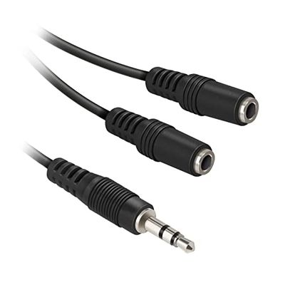 Ekon splitter sdoppiatore AUX, 2 porte jack 3.5mm, cavo 20 cm, per cuffie, auricolari a filo, microfono, PC, laptop, casse speaker, autoradio