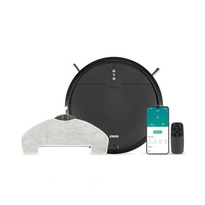 Livoo - WASH'UP Aspirateur robot laveur connecté DOH145 - programmable, compatible Alexa® et Google Home®, 4 modes