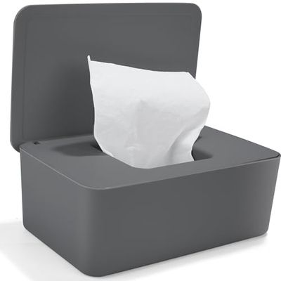 QuickPik Dispenser - Wet Wipes Holder with Lid, Holds The Wipes for Home, Office & Outdoor (Grey)