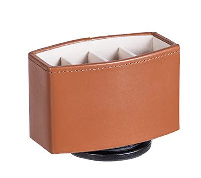 Maximex Organizador giratorio con 4 compartimentos para mandos a distancia, poliuretano, 15 x 11 x 9 cm, color marrón