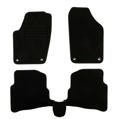 DBS 1763201 Tapetes de carro - personalizados - tapetes de carro - 3 unidades. - Antiderrapante - Moqueta em preto 900 g/m² - Aparência de veludo - modelo Star