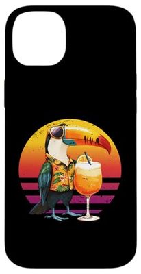 Oiseau toucan rétro avec lunettes de soleil hawaïennes d'été Coque pour iPhone 14 Plus