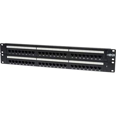 Tripp Lite Panel de conexión Cat6 110 de 48 Puertos 2U de Montaje en Rack 568B, RJ45 Ethernet (N252-048)