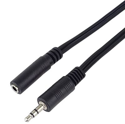 PremiumCord Cabo de extensão Jack de 3,5 mm, jack de 3,5 mm, macho a fêmea, cabo de extensão de áudio auxiliar para auriculares, lindado, cor preta, comprimento 2 m