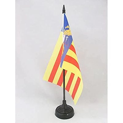 AZ FLAG Drapeau de Table Valence statut de Benicàssim 21x14cm - Petit Drapeaux DE Bureau Senyera Valencia indépendentiste - Communauté valencienne 14 x 21 cm