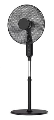 Megashopitalia Staande ventilator 45 W ronde voet met vijf vleugels met afstandsbediening (zwart)