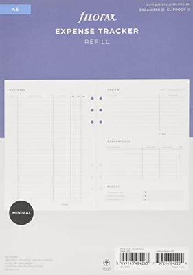 Filofax Organizador de almacenamiento para seguimiento de Expense Tracker Refill – A5