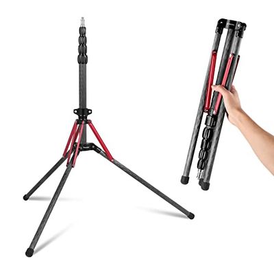 NEEWER Supporto per Luci in Fibra di Carbonio con Gambe Reversibili a 180°,Adattatore a Vite 1/4"-3/8",Custodia,220cm Supporto Portatile da Viaggio per Fotografia in Esterno Strobo Softbox,ST210R