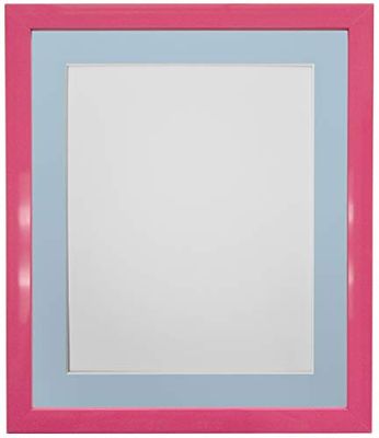 FRAMES BY POST Cadre photo rose de 1,9 cm avec contour bleu A4-25,4 x 15,2 cm - Verre plastique